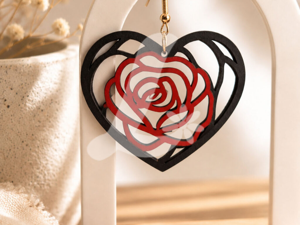 boucles d'oreilles coeur ecarlate