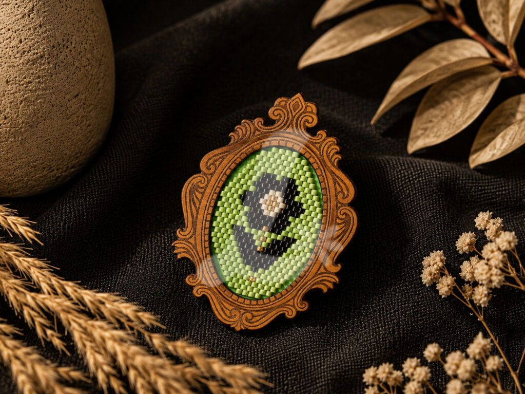 Accueil fleur baroque vert cadre marron
